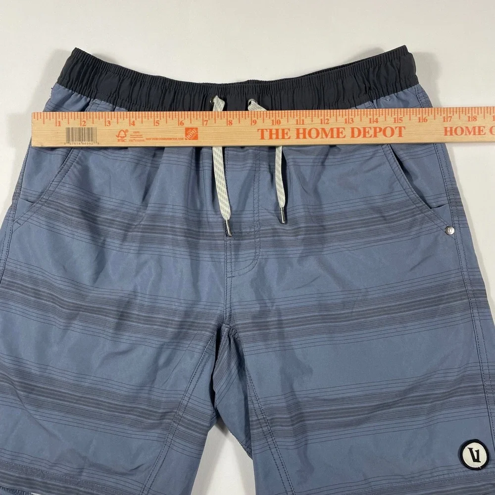 Vuori Board Shorts Mens Medium Striped Elastic‎ Waist Blue Grey